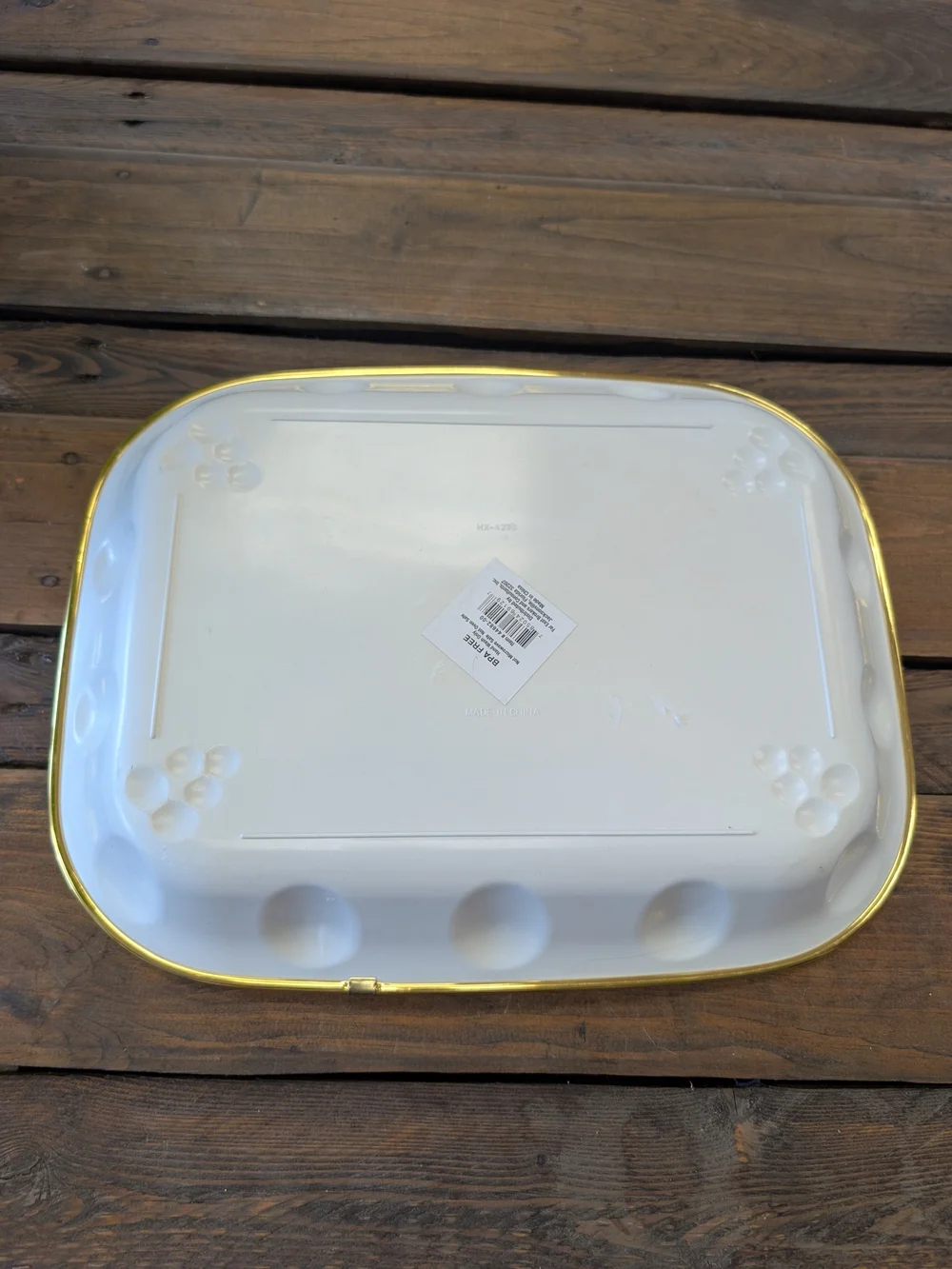 Vintage Christmas Poinsettia Serving Tray Platter Gold Rim Thick Plastic 16